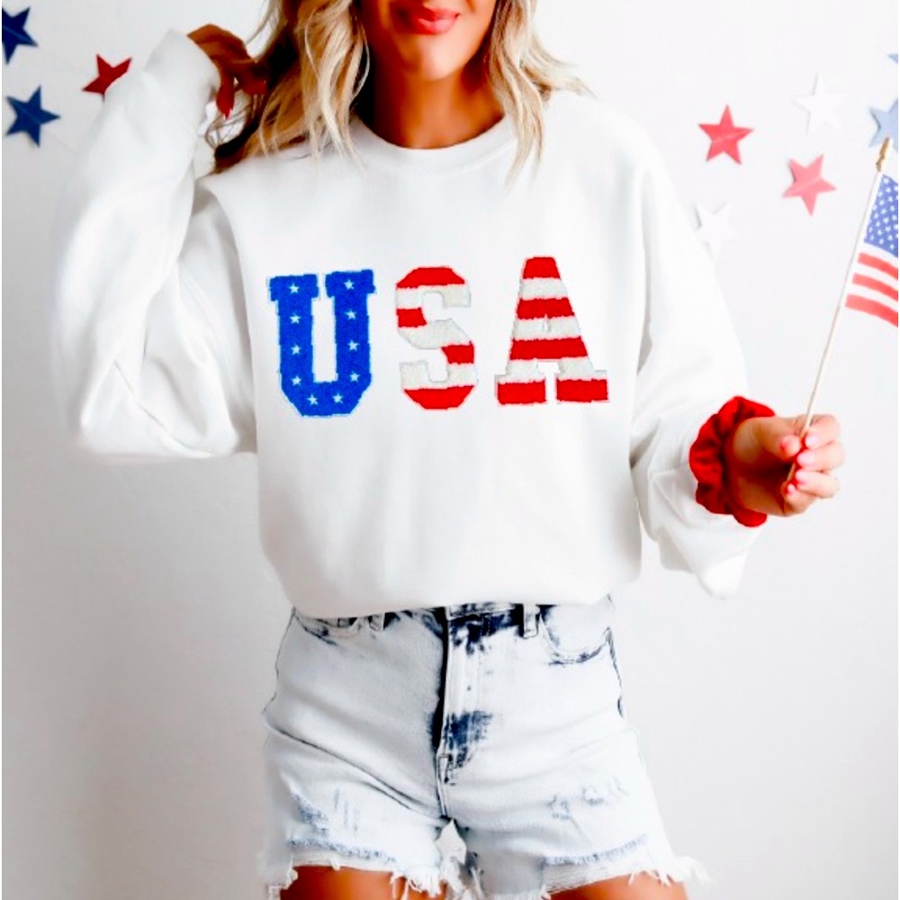 4th of July sweatshirt chenille patches
